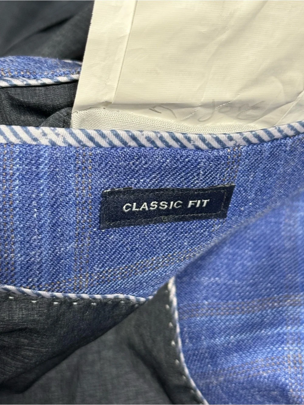 Joseph Abboud Blazer 44S Blue Plaid Wool Silk Linen Sport Coat Business Preppy